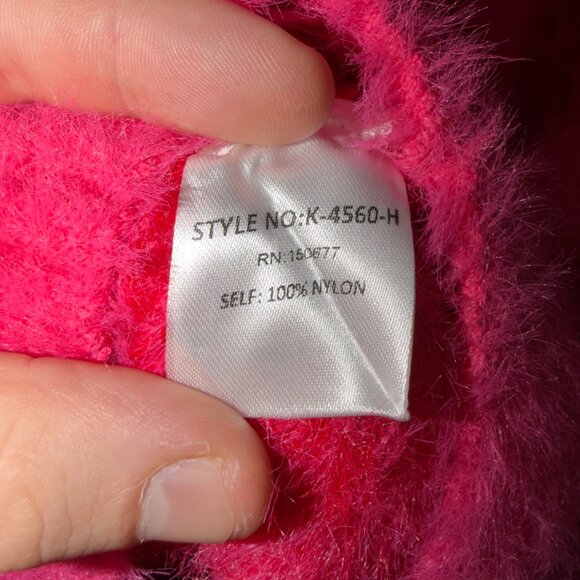 Strut & Bolt Pink Houndstooth Fuzzy Sweater Size L Mock Neck Cozy Knit - Picture 6 of 7